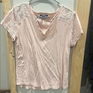 Chaps Light Pink Button-Up Top